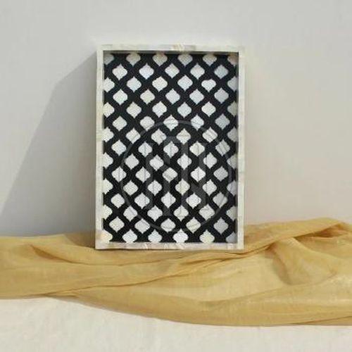 Resin (Body) Geometric Lattice Inlay Serving Tray