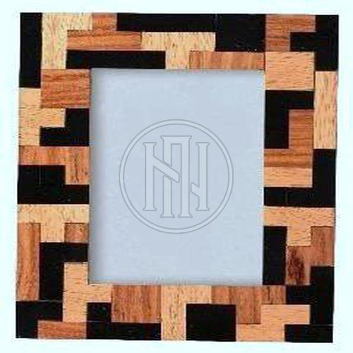 Geometric Tetris Pattern Wood Photo Frame
