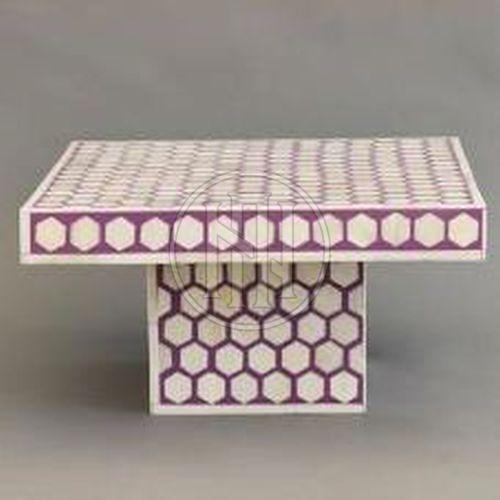 Purple and White Hexagon Pattern Bone Inlay Cake Stand