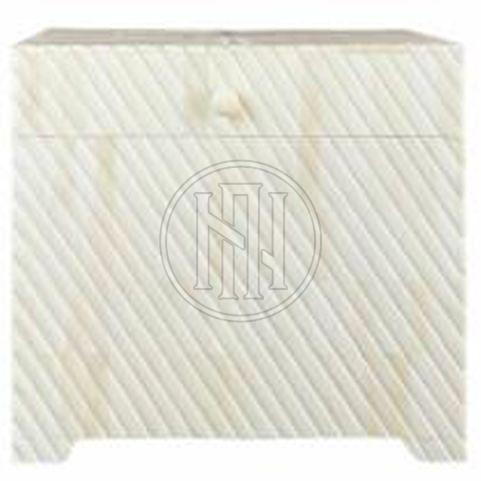 White Diagonal Stripe Bone Inlay Square Box