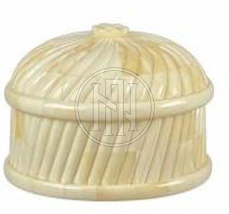 White Round Swirl Pattern Bone Inlay Decorative Box