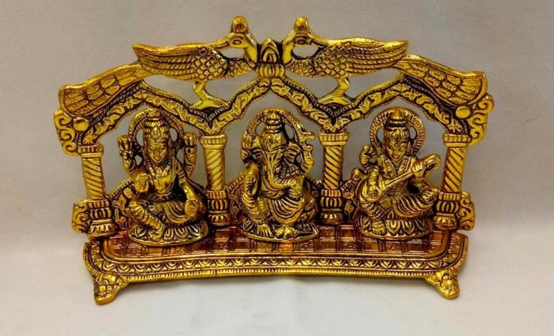 Aluminium Ganesh Lakshmi Saraswati Statue Pair