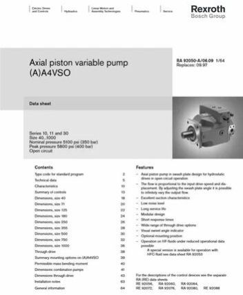 Cast Iron Semi Automatic Rexroth A4VSO250 Rexroth Hydraulic Pump