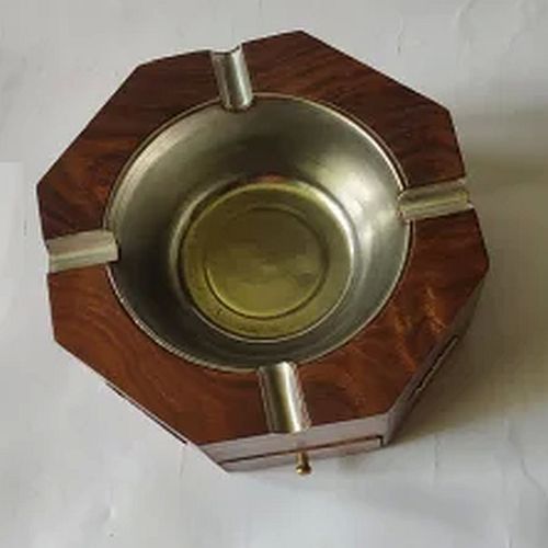Brown Wooden Ashtray, Shape : Round
