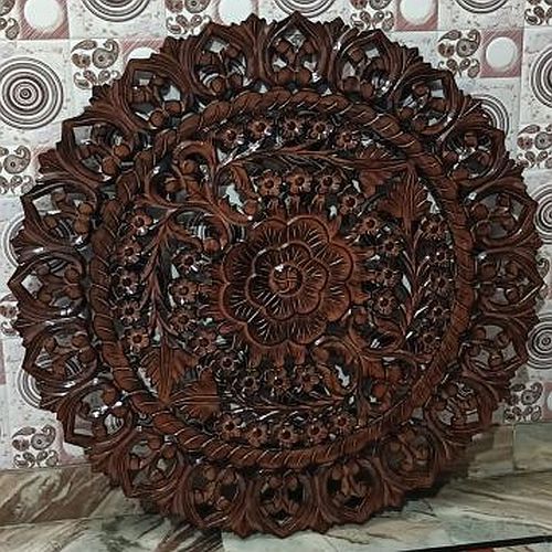 Glosy Polished Round Wooden Wall Panel, Color : Brown 3 Feet