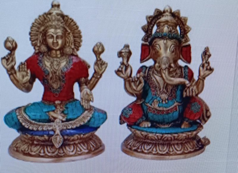 Brass Lakshmi Ganesha Statue