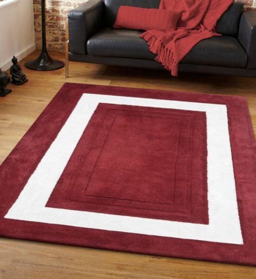 Maroon & White Hand Tufted Carpet