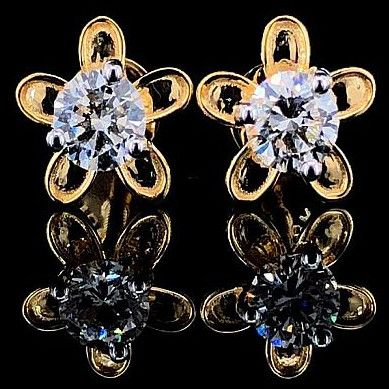 Ladies Designer Yellow Gold Diamond Earrings