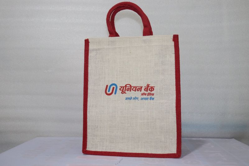 Off White Union Bank Printed Promotional Jute Bag