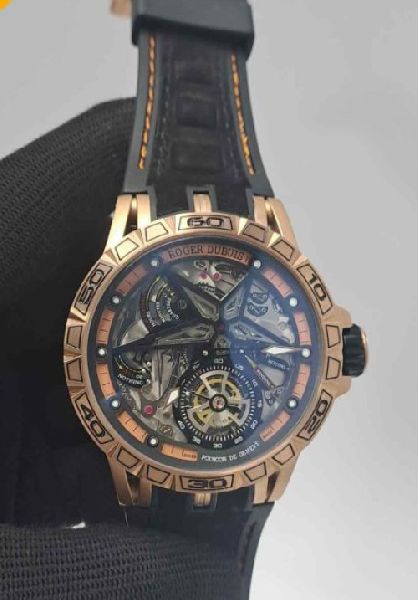 Roger Dubuis Excalibur Aventador Rose Gold Black Dial Watch