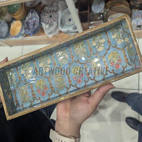 Polished Rectangular Designer Wooden Serving Tray