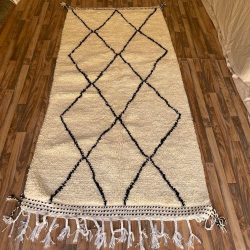Black Diamond Trellis Hand Knotted Moroccan Rug