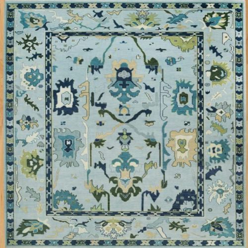Traditional Motif Cream & Green Hand Knotted Rug