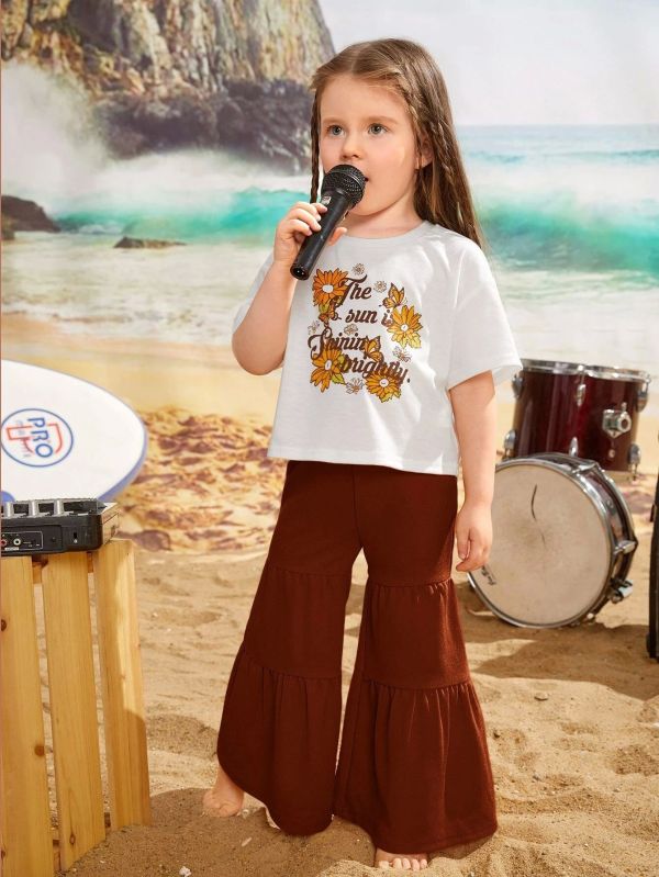 Girl Cotton Printed Top Palazzo Set