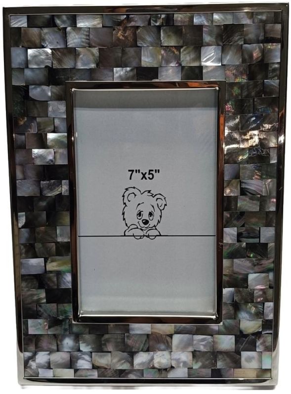 Elegant Black Mother OF Pearl Metal Photo Frame