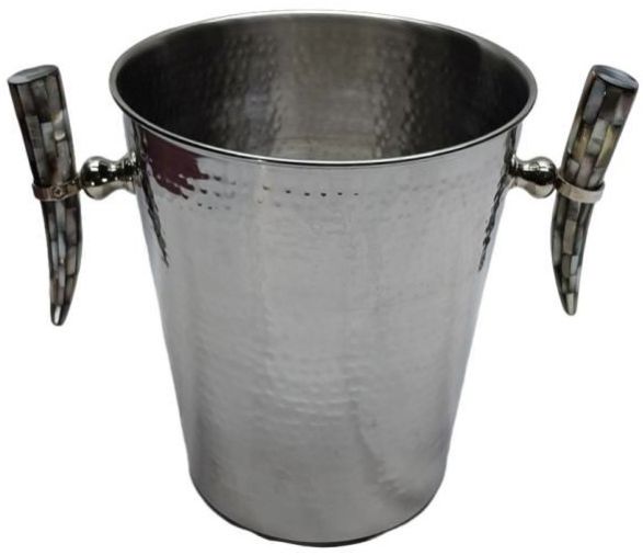 Luxury Hammered Stainless Steel Black Mother OF Pearl Ice Bucket