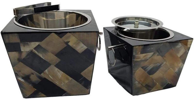 Luxury Resin Horn Mosaic Stainless Steel Ice Bucket Set