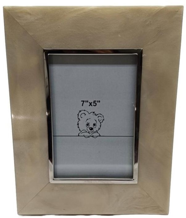 Modern Cream Resin Marbled Metal Photo Frame