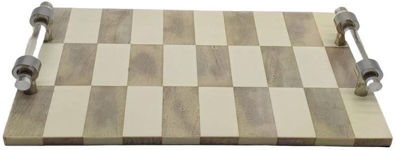 Modern Resin Checkered Acrylic Metal Serving Tray