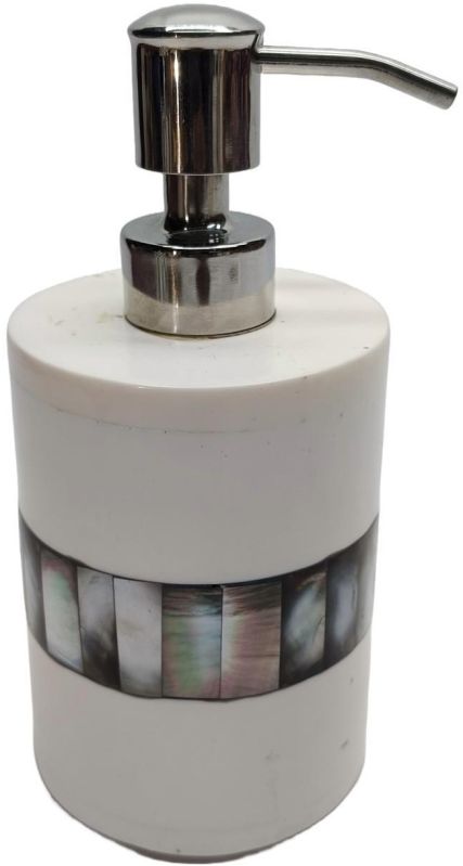 Modern White Resin Mother OF Pearl Metal Lotion Soap Dispenser