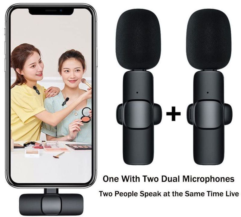 K9 Wireless Lavalier Dual Microphone Collar Mic