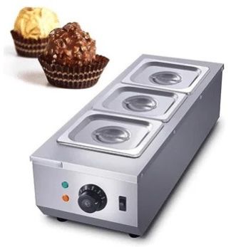 3 POT Chocolate Melter Machine, Color : Silver