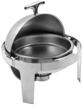 Stainless Steel Round Rolltop Chafing Dishes, Color : Silver