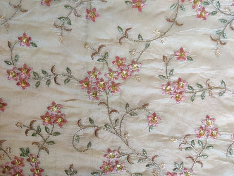 Embroidered Natural Cotton Fabric