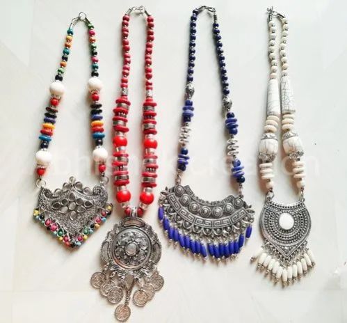 Polished Bone Beaded Necklace, Color : Multi Color