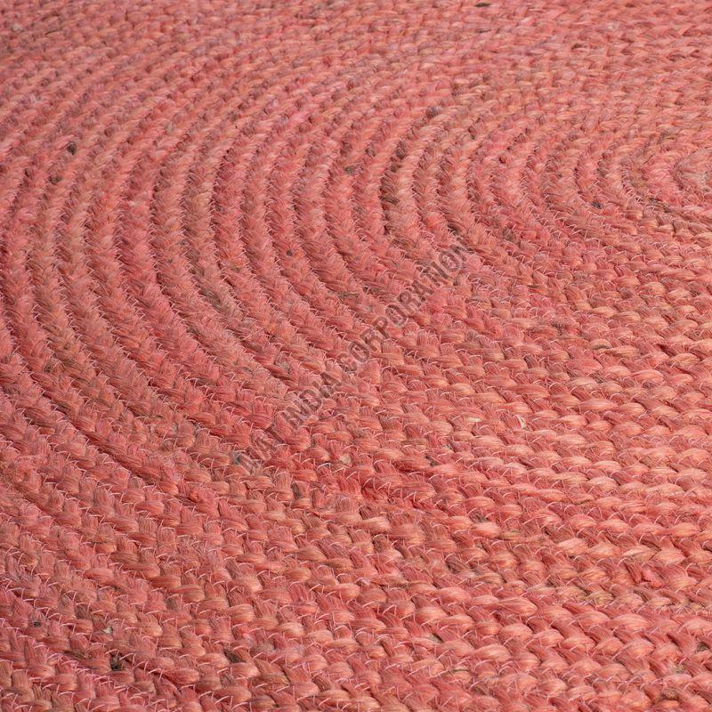 Plain Hand Woven Pink Jute Rug