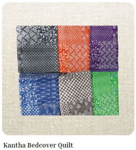 Printed Kantha Bed Cover