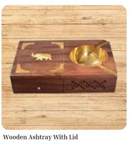 Wooden Ashtray with Lid