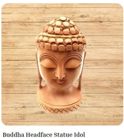 Wooden Buddha Head Statue