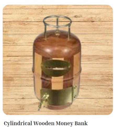 Wooden Cylinder Shaped Money Bank
