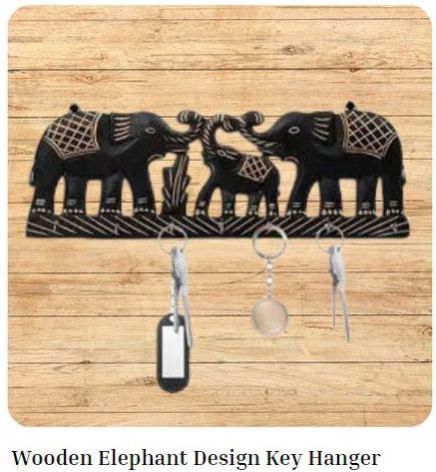 Wooden Elephant Design Key Holder