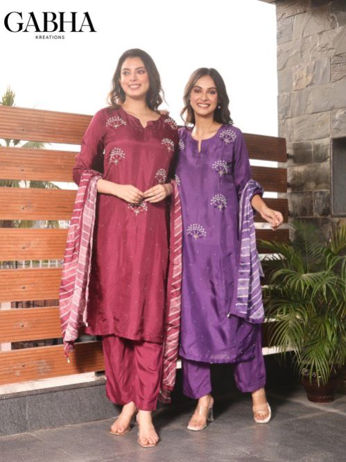 Embroidery Silk Kurta Set with Dupatta
