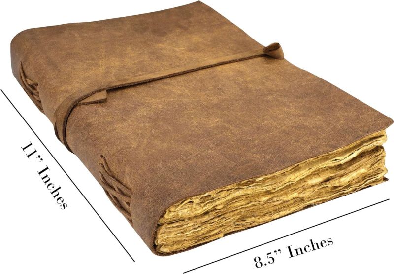 Handmade Leather Journal With Vintage Recycled Paper