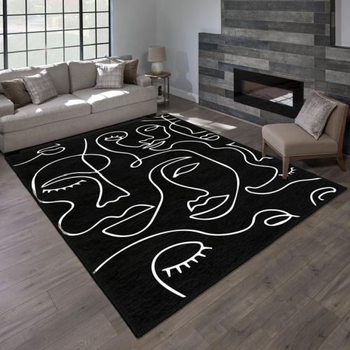 Black Rectangular 3d Carpet