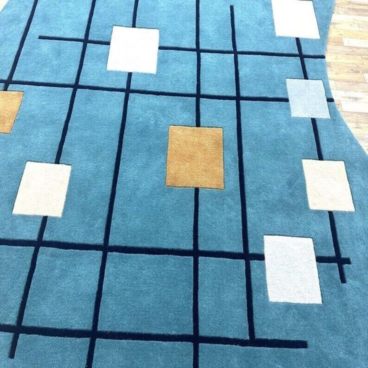 Blue Accent Abstract Modern Rugs