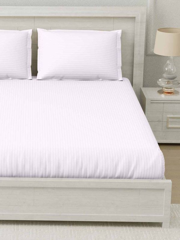 108x108 Inch My Trident White Satin Stripe Cotton Bedsheet
