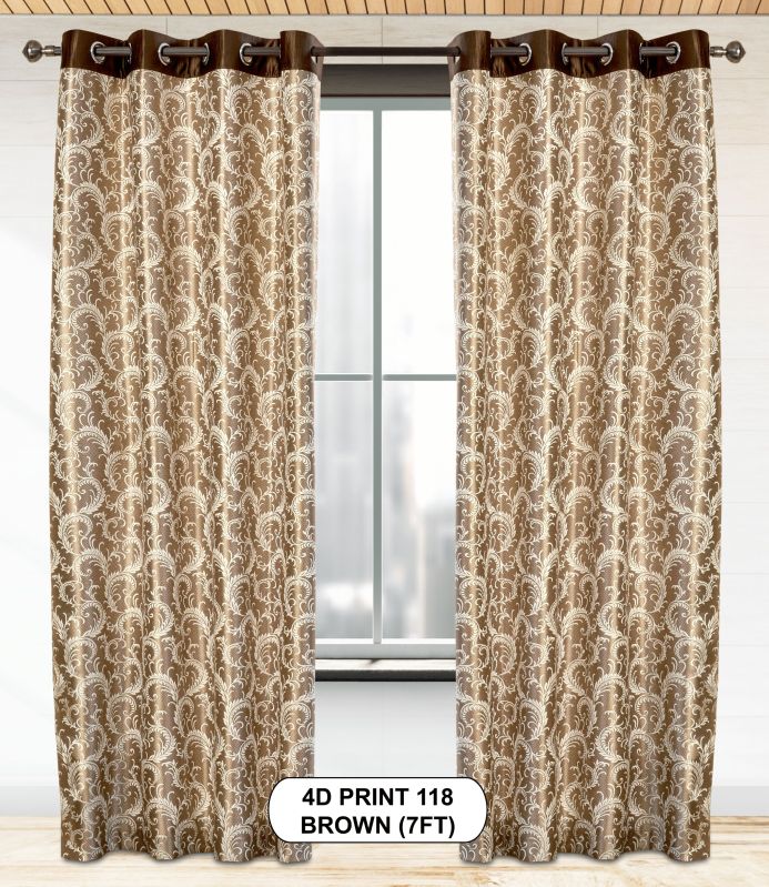 4d Print 118 Brown Luxurious Light Window Curtains