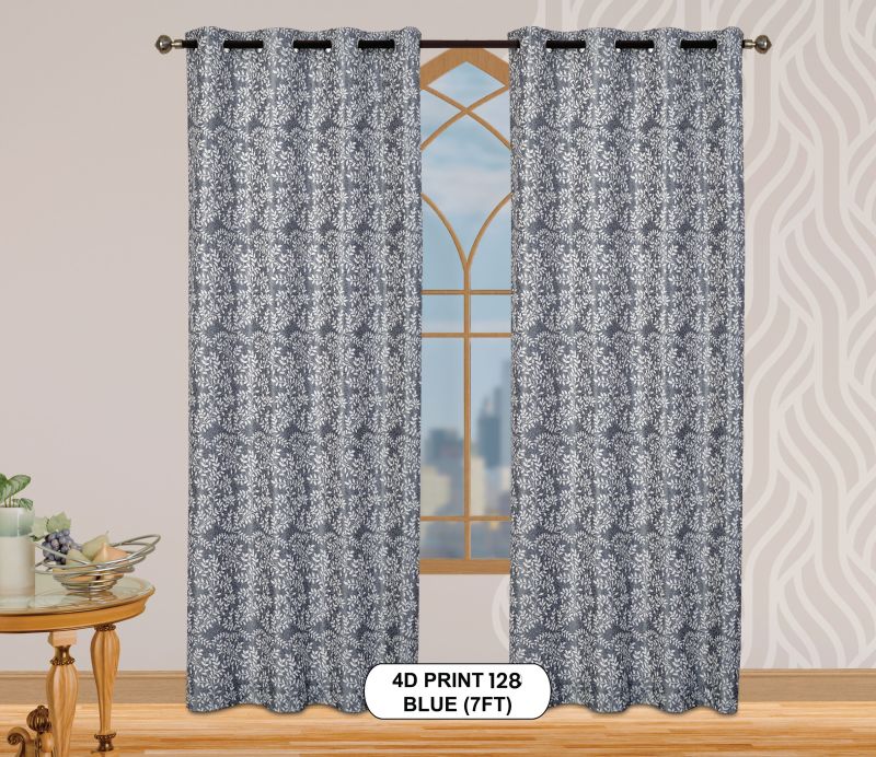4d Print 128 Blue Window Curtains