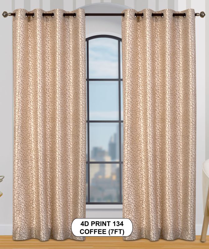 4d Print 134 Coffee Luxurious Light Window Curtains
