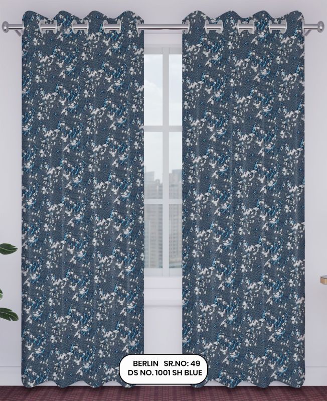 Berlin Jacquard Blue Design Ring Style Window Curtain