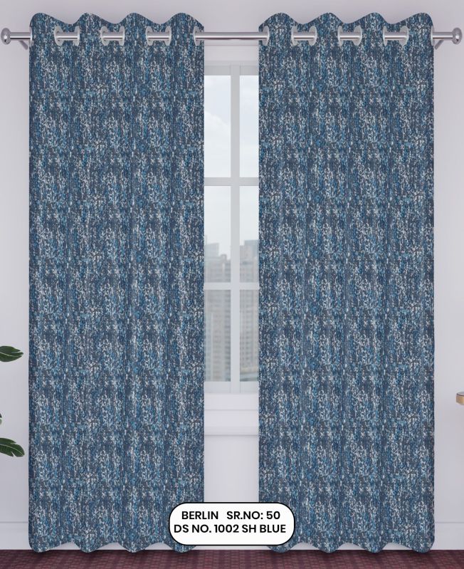 Berlin Jacquard Curtain &AMP;ndash; Blue | Design no.1002 | SR.no. 50 | Ring Style