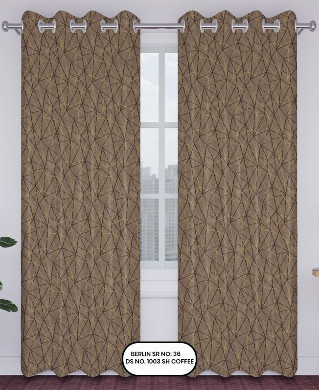 Berlin Jacquard Curtain Coffee Design no.1003 SR.no.36 Ring Style