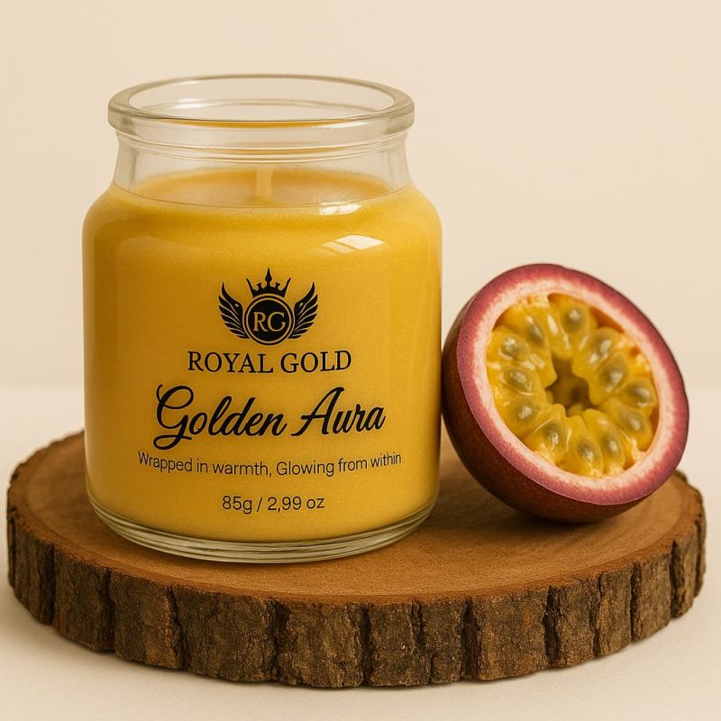 Royal Gold Golden Aura Soy Wax Glass Jar Scented Candles