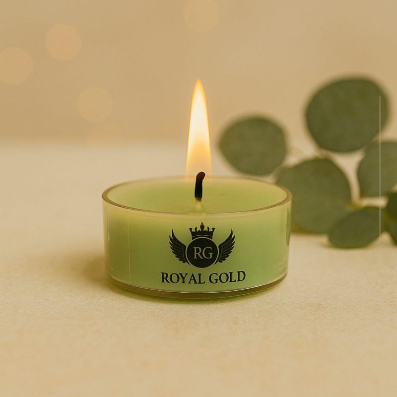 Royal Gold Green Round Soy Wax Tea Light Candle