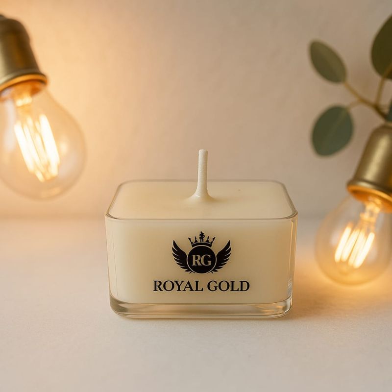 Royal Gold Ivory Square Soy Wax Tea Light Candle
