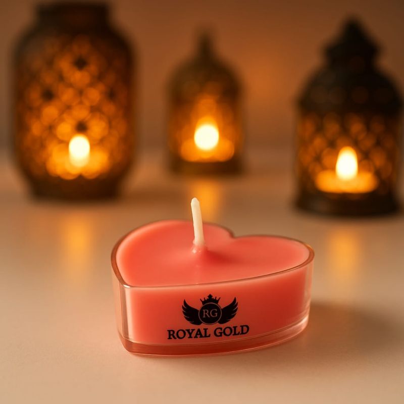 Royal Gold Red Heart Soy Wax Tea Light Candle